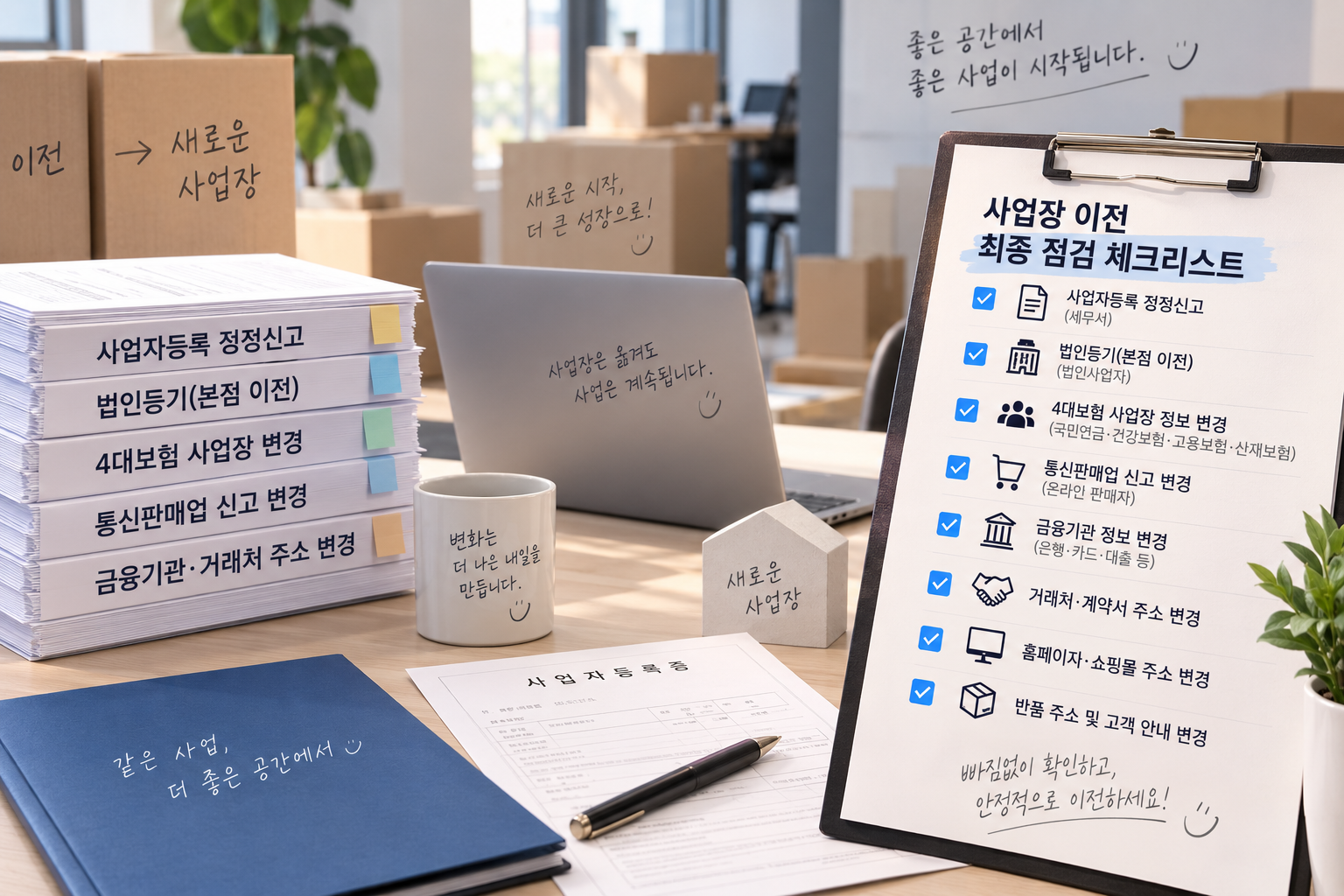 사업장 이전 후 사업자등록증과 각종 행정 주소를 변경하는 체크리스트